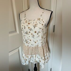Paper crane floral daisy white tank top